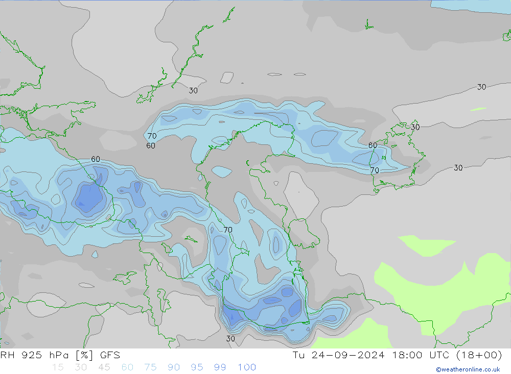 RH 925 hPa GFS  24.09.2024 18 UTC