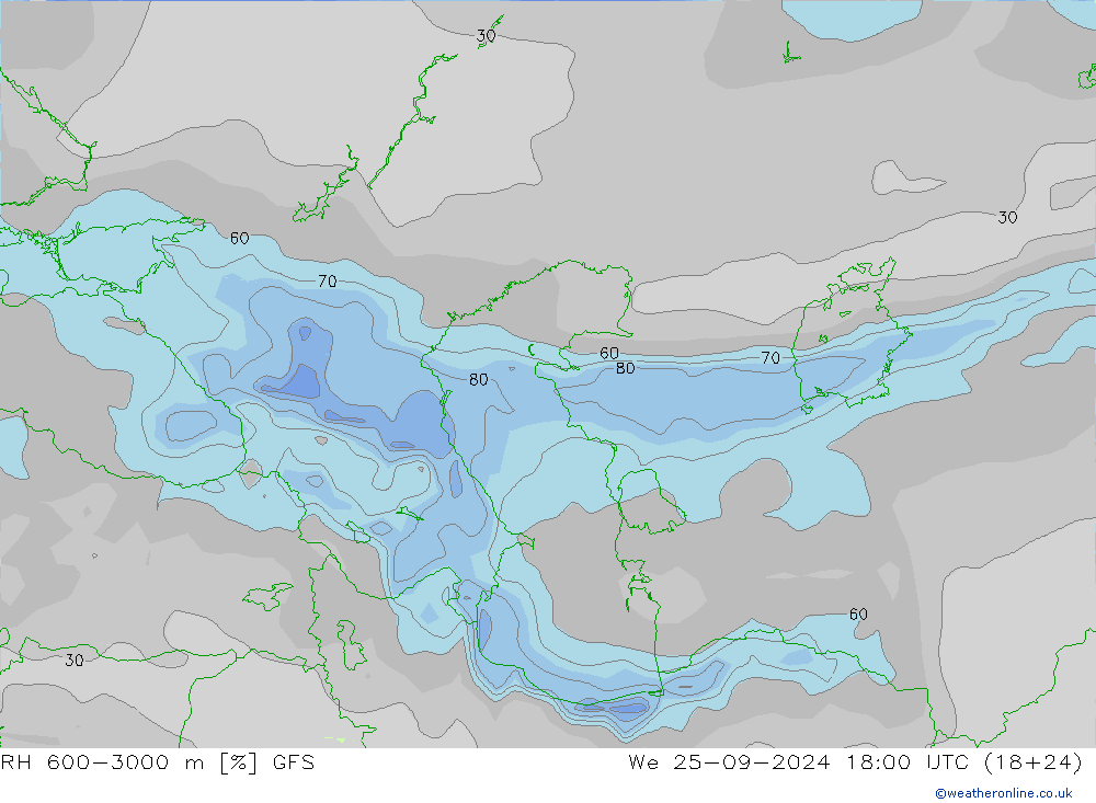 600-3000 m Nispi Nem GFS Çar 25.09.2024 18 UTC