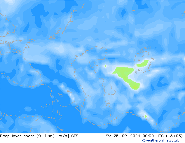 Deep layer shear (0-1km) GFS Setembro 2024