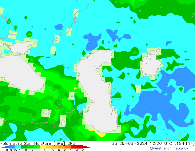 Volumetrisch bodemvocht GFS zo 29.09.2024 12 UTC