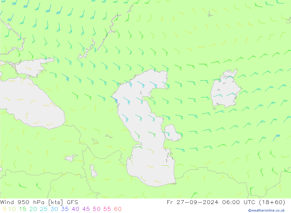 Wind 950 hPa GFS vr 27.09.2024 06 UTC