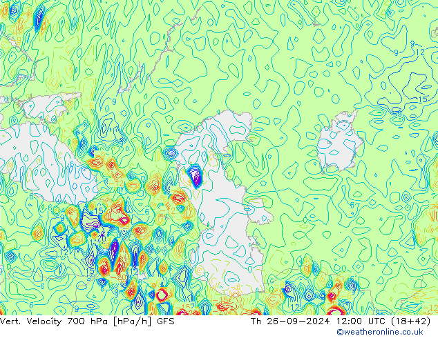 Vert. snelheid 700 hPa GFS do 26.09.2024 12 UTC