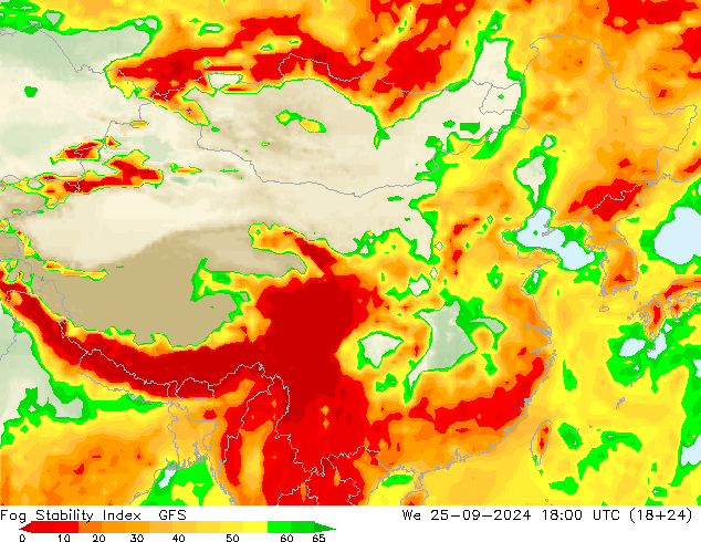 Fog Stability Index GFS  25.09.2024 18 UTC