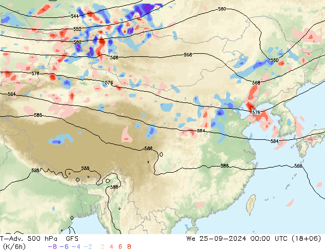 T-Adv. 500 hPa GFS mer 25.09.2024 00 UTC