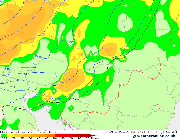 Max. wind velocity GFS jeu 26.09.2024 06 UTC