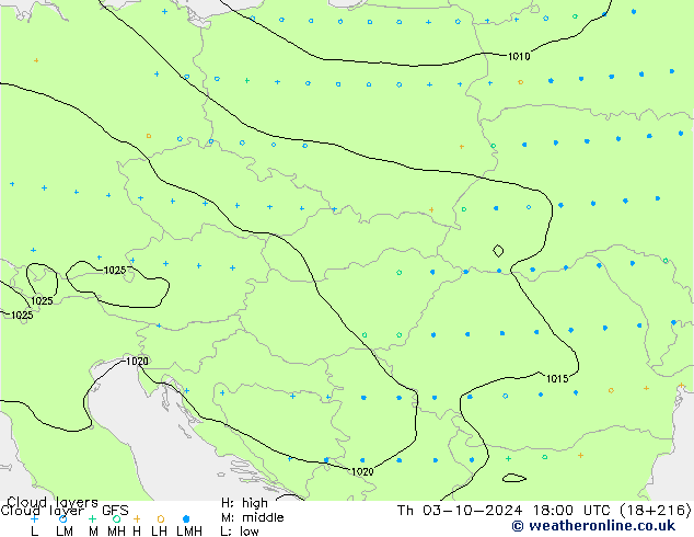 Cloud layer GFS Qui 03.10.2024 18 UTC