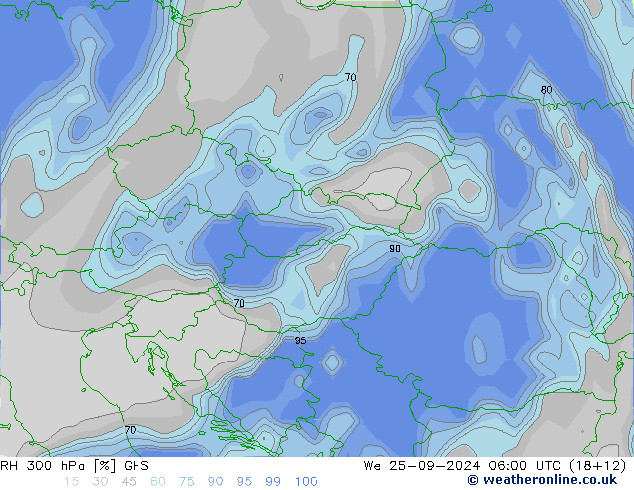 RH 300 hPa GFS  25.09.2024 06 UTC