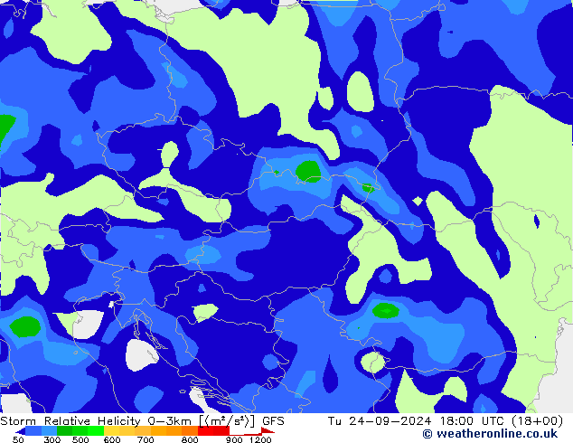 Storm Relative Helicity GFS di 24.09.2024 18 UTC