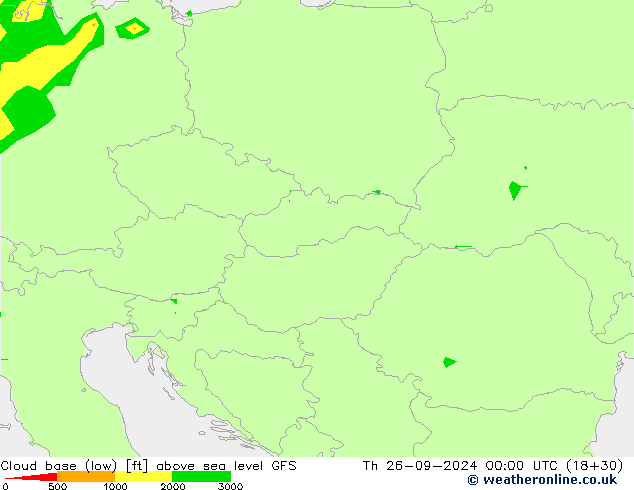 Höhe untere Wolkengrenze GFS Do 26.09.2024 00 UTC