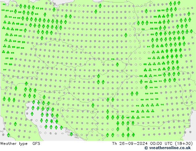 rodzaj opadu GFS czw. 26.09.2024 00 UTC