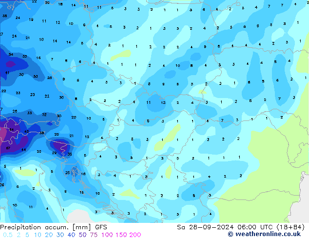 Precipitation accum. GFS So 28.09.2024 06 UTC