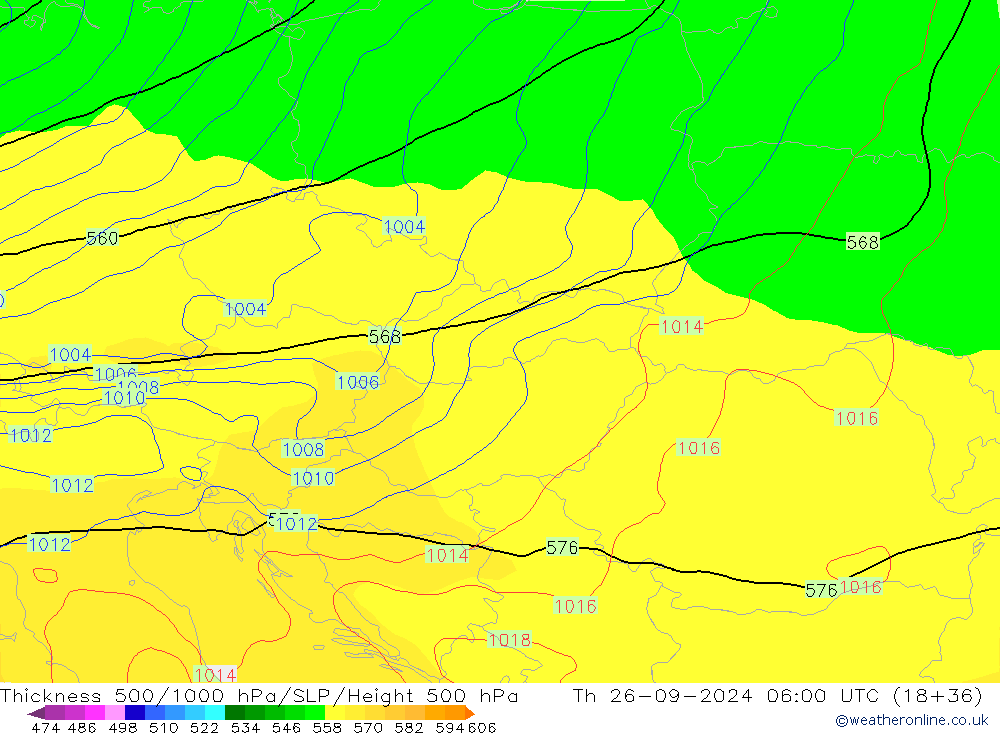 Thck 500-1000hPa GFS Th 26.09.2024 06 UTC