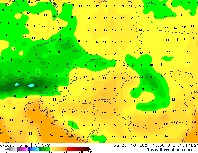 Ground Temp GFS We 02.10.2024 18 UTC