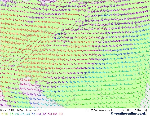 Vento 500 hPa GFS Sex 27.09.2024 06 UTC