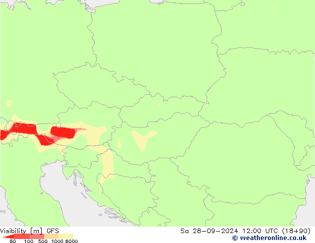 Visibility GFS Sa 28.09.2024 12 UTC