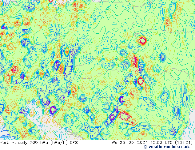 Vert. Velocity 700 hPa GFS mer 25.09.2024 15 UTC