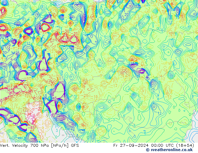 Vert. Velocity 700 гПа GFS пт 27.09.2024 00 UTC