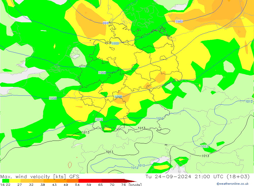 Max. wind velocity GFS Ter 24.09.2024 21 UTC