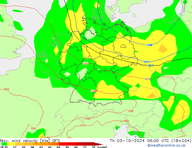 Max. wind velocity GFS  03.10.2024 06 UTC