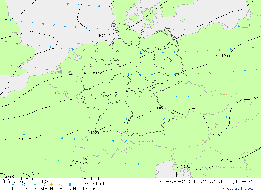 Cloud layer GFS Cu 27.09.2024 00 UTC
