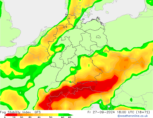 Fog Stability Index GFS ven 27.09.2024 18 UTC