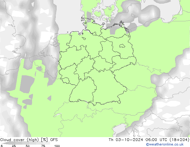 Bewolking (Hoog) GFS do 03.10.2024 06 UTC