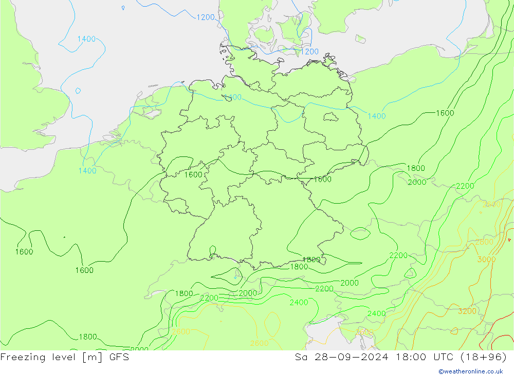 Frostgrenze GFS Sa 28.09.2024 18 UTC