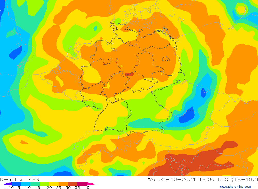 K-Index GFS ср 02.10.2024 18 UTC