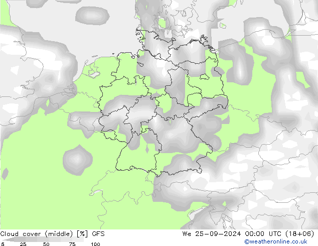 Wolken (hoch,mittel,tief) GFS Mi 25.09.2024 00 UTC