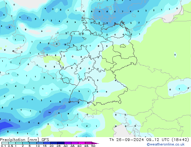 Précipitation GFS jeu 26.09.2024 12 UTC