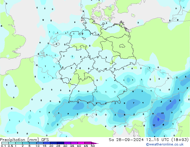 Precipitation GFS Sa 28.09.2024 15 UTC