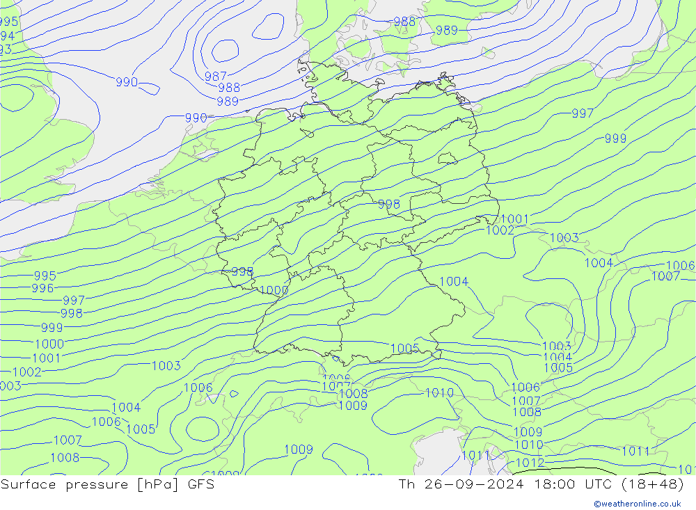 Surface pressure GFS Th 26.09.2024 18 UTC