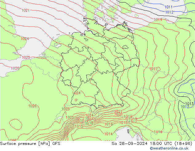 Surface pressure GFS Sa 28.09.2024 18 UTC