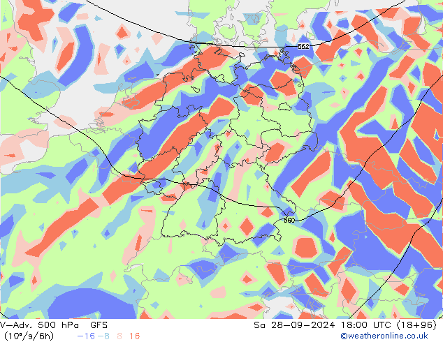 V-Adv. 500 hPa GFS Sáb 28.09.2024 18 UTC