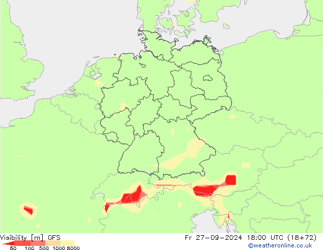 Dohlednost GFS Pá 27.09.2024 18 UTC