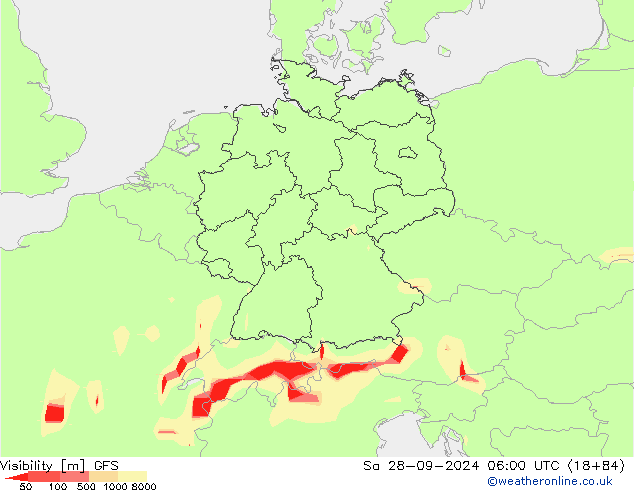 Visibility GFS Sa 28.09.2024 06 UTC