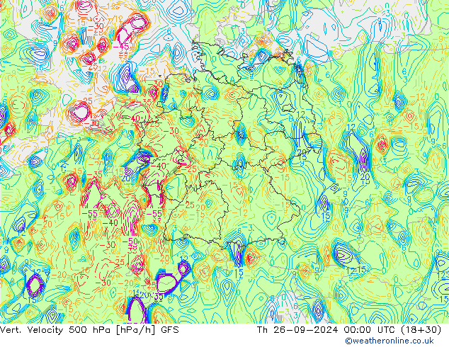 Vert. Velocity 500 hPa GFS Září 2024