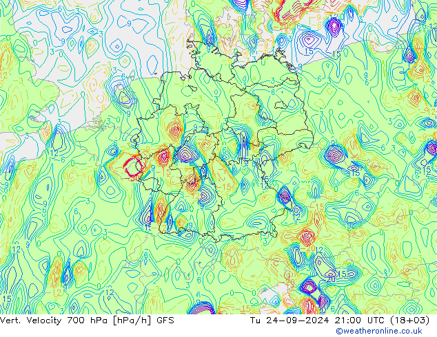 Vert. snelheid 700 hPa GFS di 24.09.2024 21 UTC