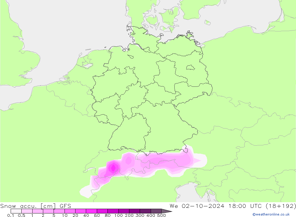 Snow accu. GFS  02.10.2024 18 UTC