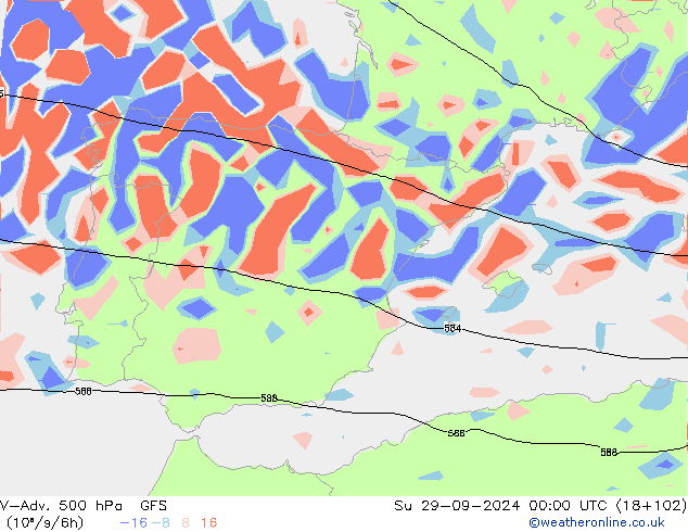 V-Adv. 500 hPa GFS dim 29.09.2024 00 UTC