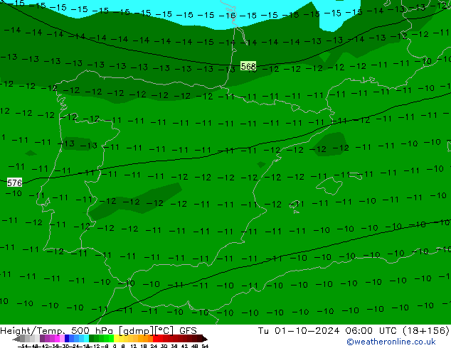 Z500/Rain (+SLP)/Z850 GFS mar 01.10.2024 06 UTC