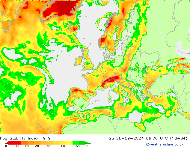 Fog Stability Index GFS  28.09.2024 06 UTC