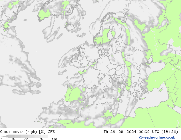 Nubi alte GFS gio 26.09.2024 00 UTC