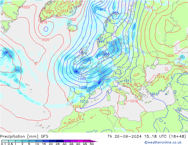 Precipitación GFS jue 26.09.2024 18 UTC