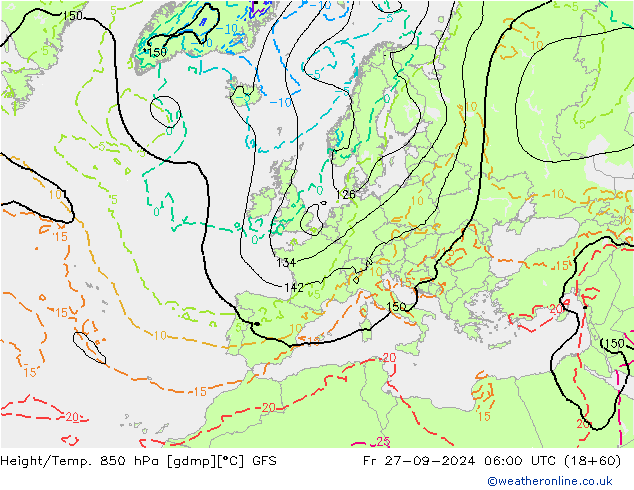 Height/Temp. 850 hPa GFS Fr 27.09.2024 06 UTC