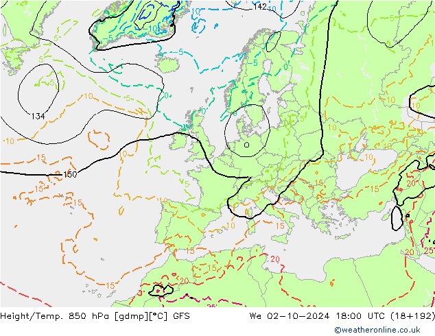 Z500/Rain (+SLP)/Z850 GFS  02.10.2024 18 UTC