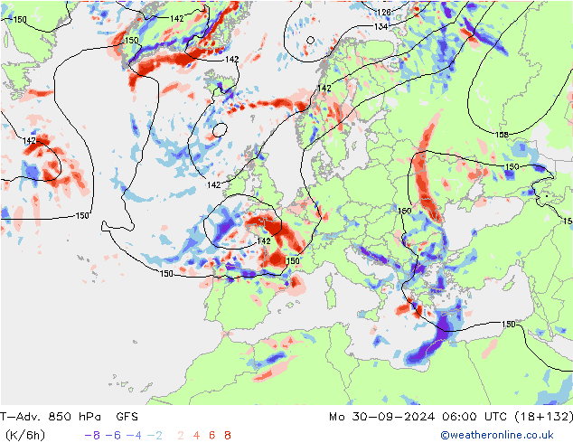 T-Adv. 850 hPa GFS Mo 30.09.2024 06 UTC