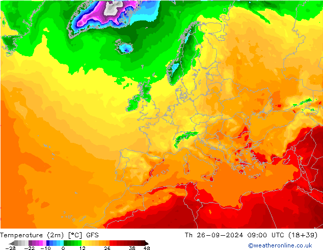 карта температуры GFS чт 26.09.2024 09 UTC