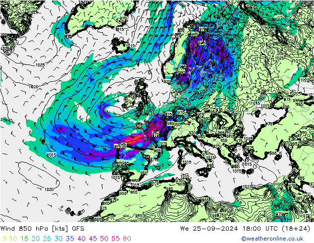  850 hPa GFS  25.09.2024 18 UTC