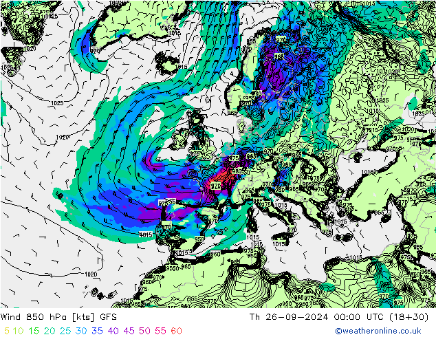 Rüzgar 850 hPa GFS Per 26.09.2024 00 UTC